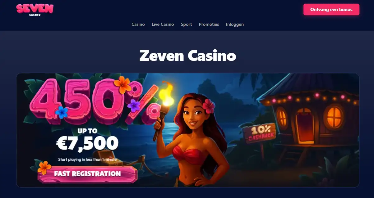 Nederlandstalige interface van Seven Casino